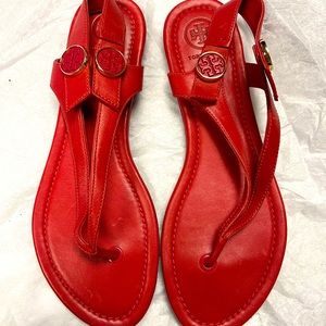 Tory Burch Red Leather Sandals-7.5-Rare